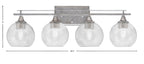 Uptowne Four Light Bath Bar in Aged Silver with 5.75" Smoke Bubble Shade