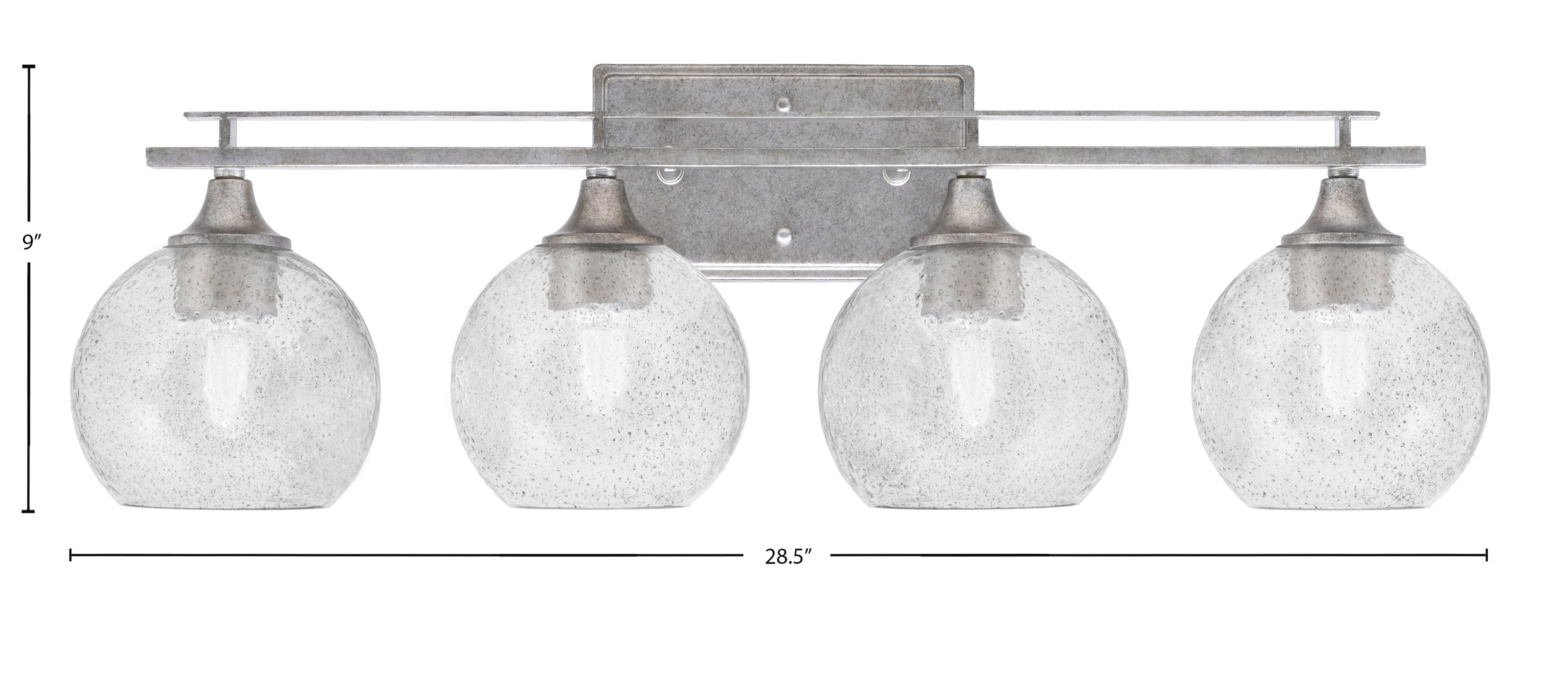 Uptowne Four Light Bath Bar in Aged Silver with 5.75" Smoke Bubble Shade