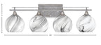 Uptowne Four Light Bath Bar in Aged Silver with 5.75" Onyx Swirl Shade