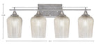 Uptowne Four Light Bath Bar in Aged Silver with 5" Silver Textured Shade