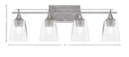Uptowne Four Light Bath Bar in Aged Silver with 4.5" Square Clear Bubble Shade