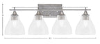 Uptowne Four Light Bath Bar in Aged Silver with 6.25" Clear Bubble Shade