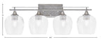 Uptowne Four Light Bath Bar in Aged Silver with 6" Clear Bubble Shade