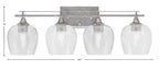 Uptowne Four Light Bath Bar in Aged Silver with 6" Smoke Bubble Shade