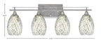 Uptowne Four Light Bath Bar in Aged Silver with 5" Natural Fusion Shade