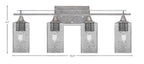 Uptowne Four Light Bath Bar in Aged Silver with 3.5" Square Smoke Bubble Shade
