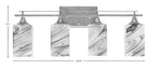 Uptowne Four Light Bath Bar in Aged Silver with 3.5" Square Onyx Swirl Shade