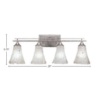 Uptowne Four Light Bath Bar in Aged Silver with 5.5" Fluted Frosted Crystal Shade