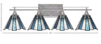 Uptowne Four Light Bath Bar in Aged Silver with 7" Sea Ice Art Glass Shade