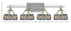 Uptowne Four Light Bath Bar in Aged Silver with 7" Royal Merlot Art Glass Shade