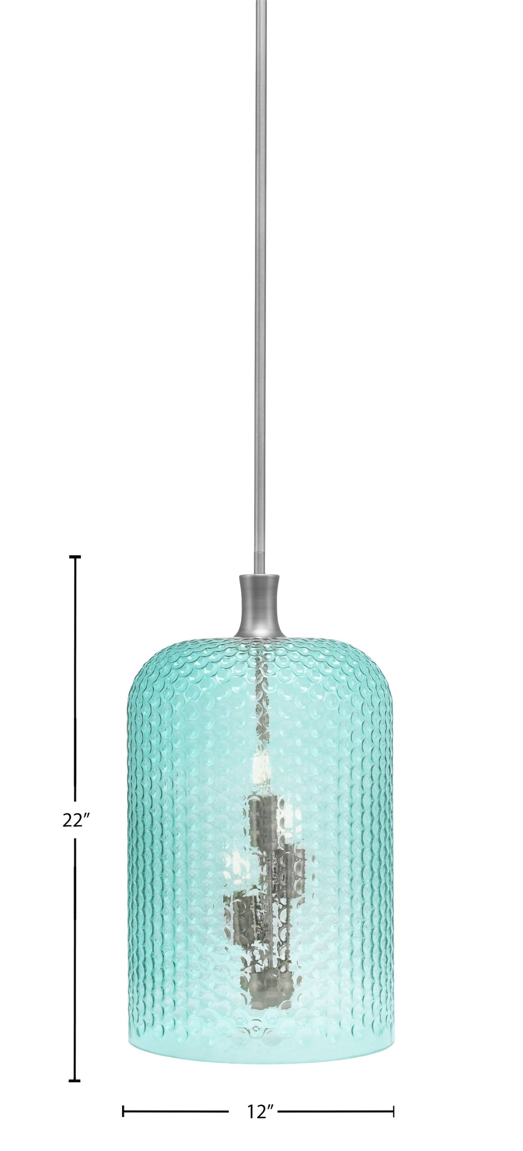 Zola Three Light Pendant in Graphite with Turquoise Textured Shade