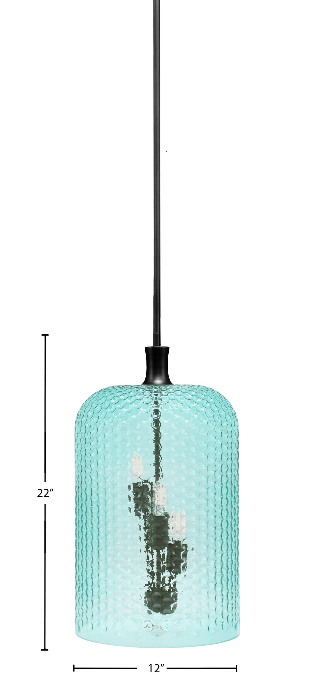 Zola Three Light Pendant in Matte Black with Turquoise Textured Shade