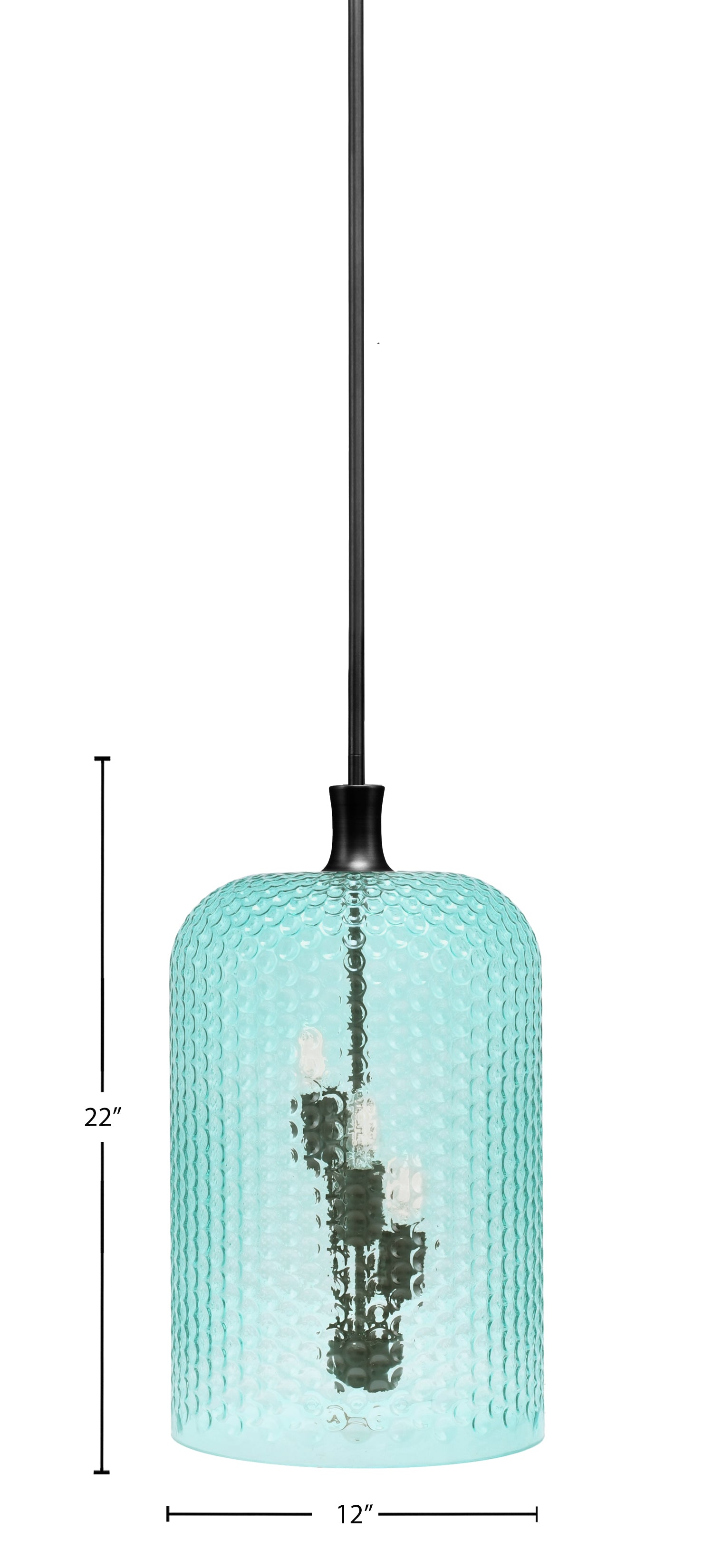Zola Three Light Pendant in Matte Black with Turquoise Textured Shade
