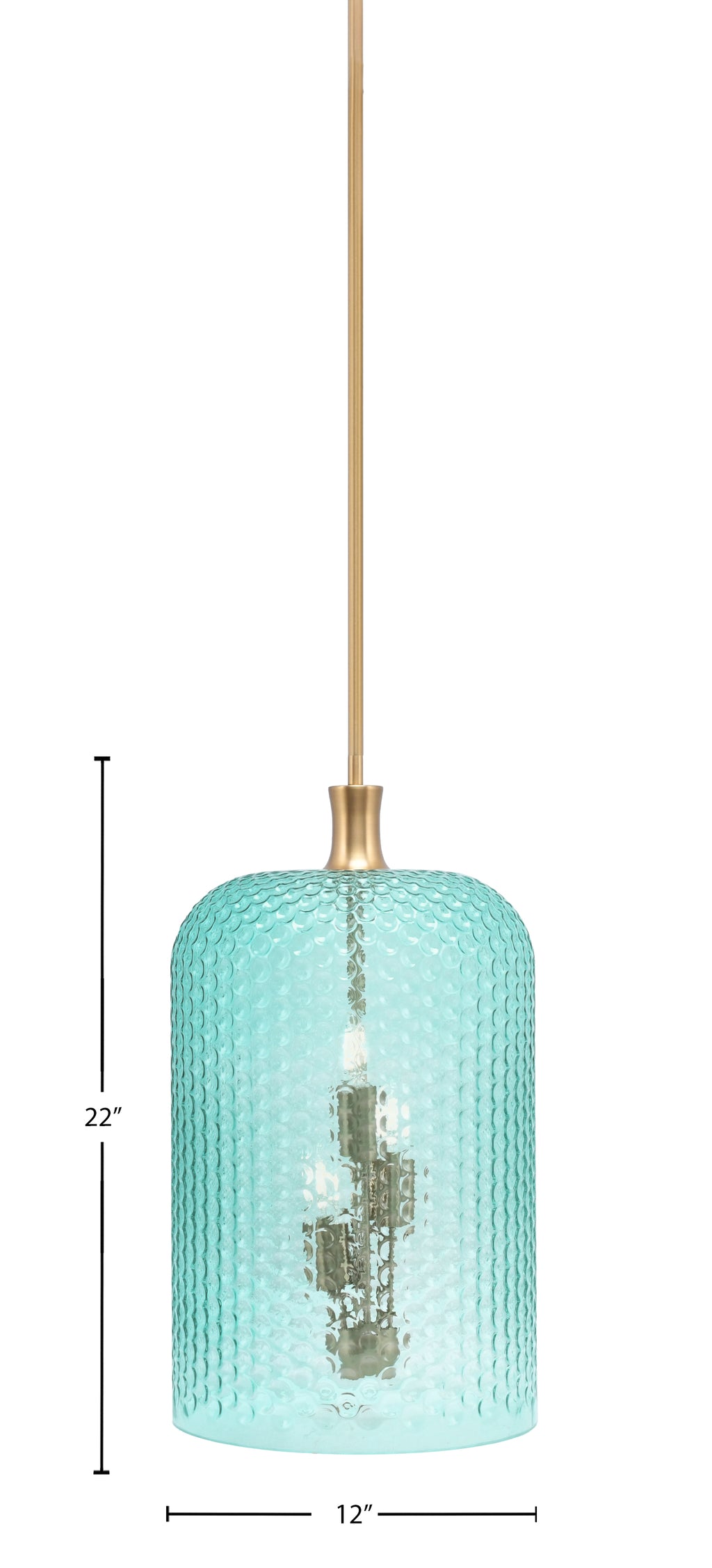 Zola Three Light Pendant in New Age Brass with Turquoise Textured Shade