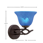 Revo One Light Wall Sconce in Dark Granite with 7" Blue Italian Shade