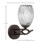 Revo One Light Wall Sconce in Dark Granite with 5" Black Fusion Shade