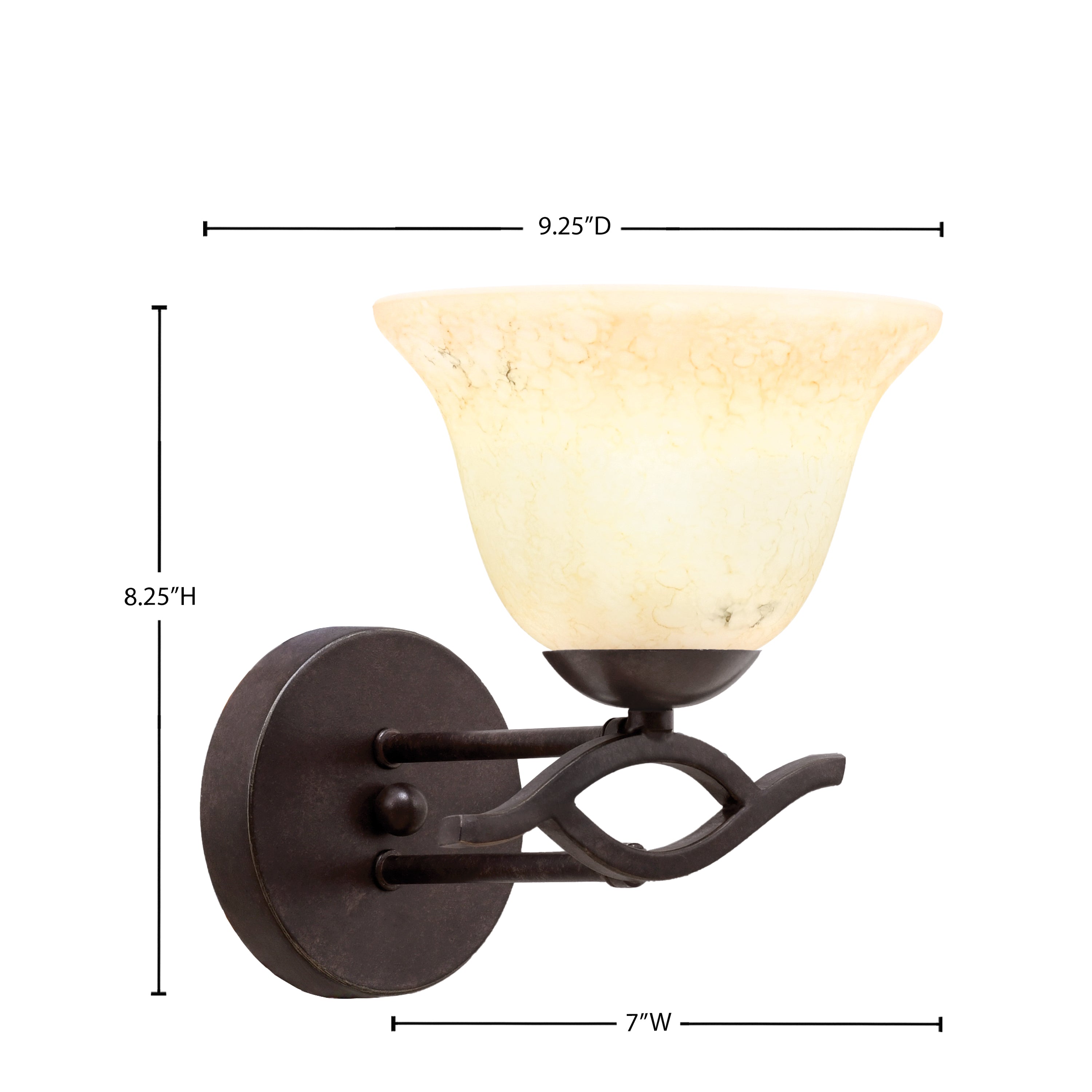 Revo One Light Wall Sconce in Dark Granite with 7" Italian Marble Shade