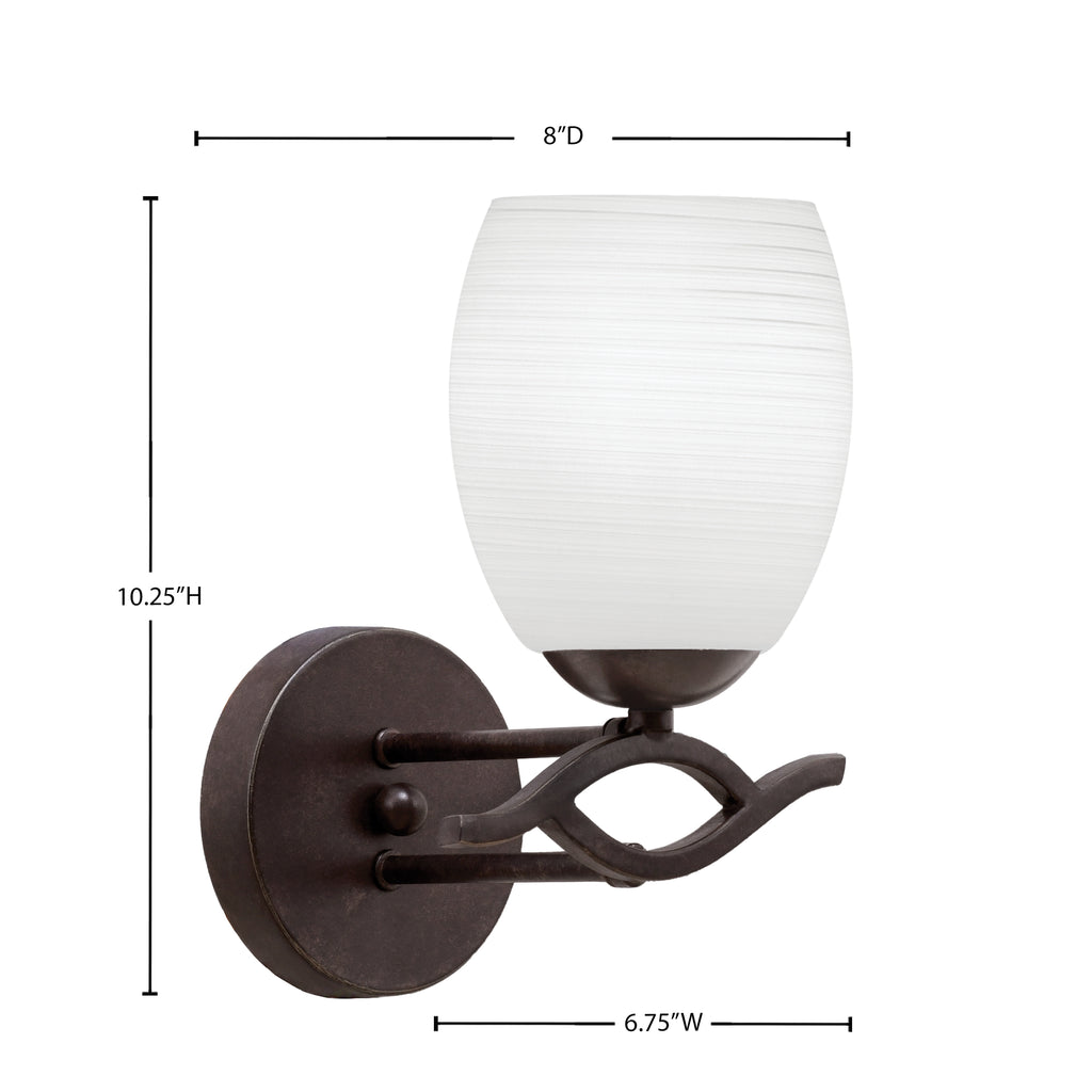 Revo One Light Wall Sconce in Dark Granite with 5" White Linen Shade