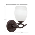 Revo One Light Wall Sconce in Dark Granite with 5" White Linen Shade