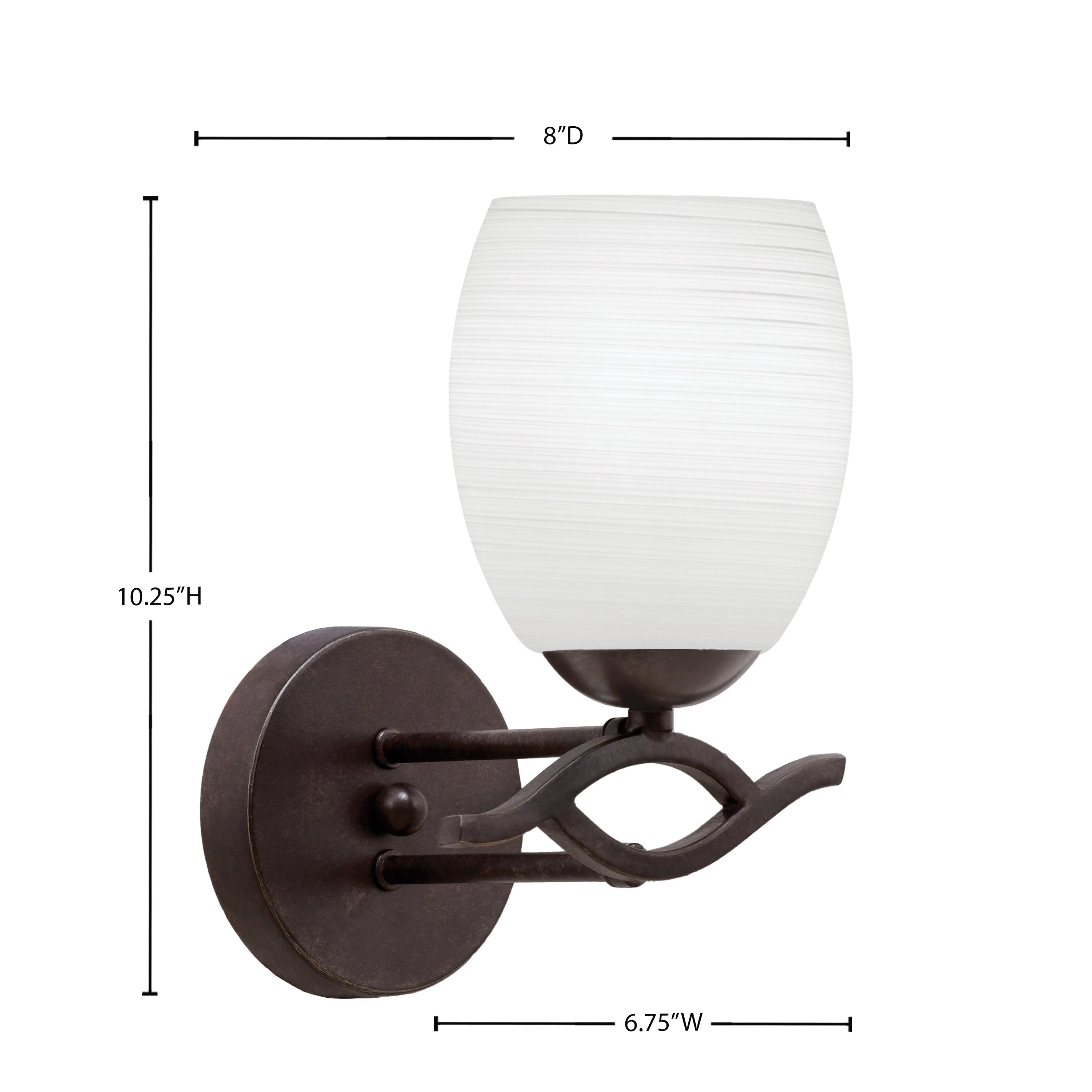 Revo One Light Wall Sconce in Dark Granite with 5" White Linen Shade