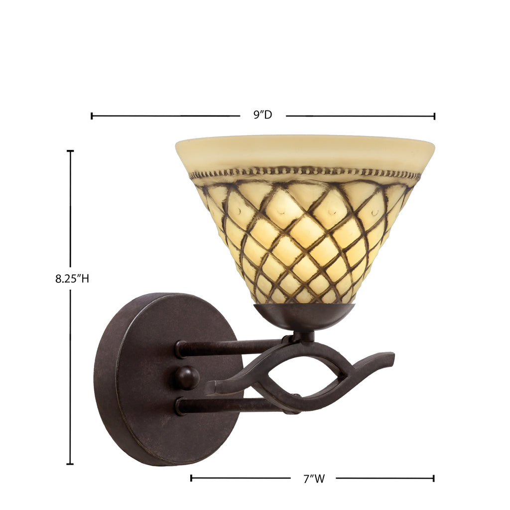 Revo One Light Wall Sconce in Dark Granite with 7'' Chocolate Icing Shade