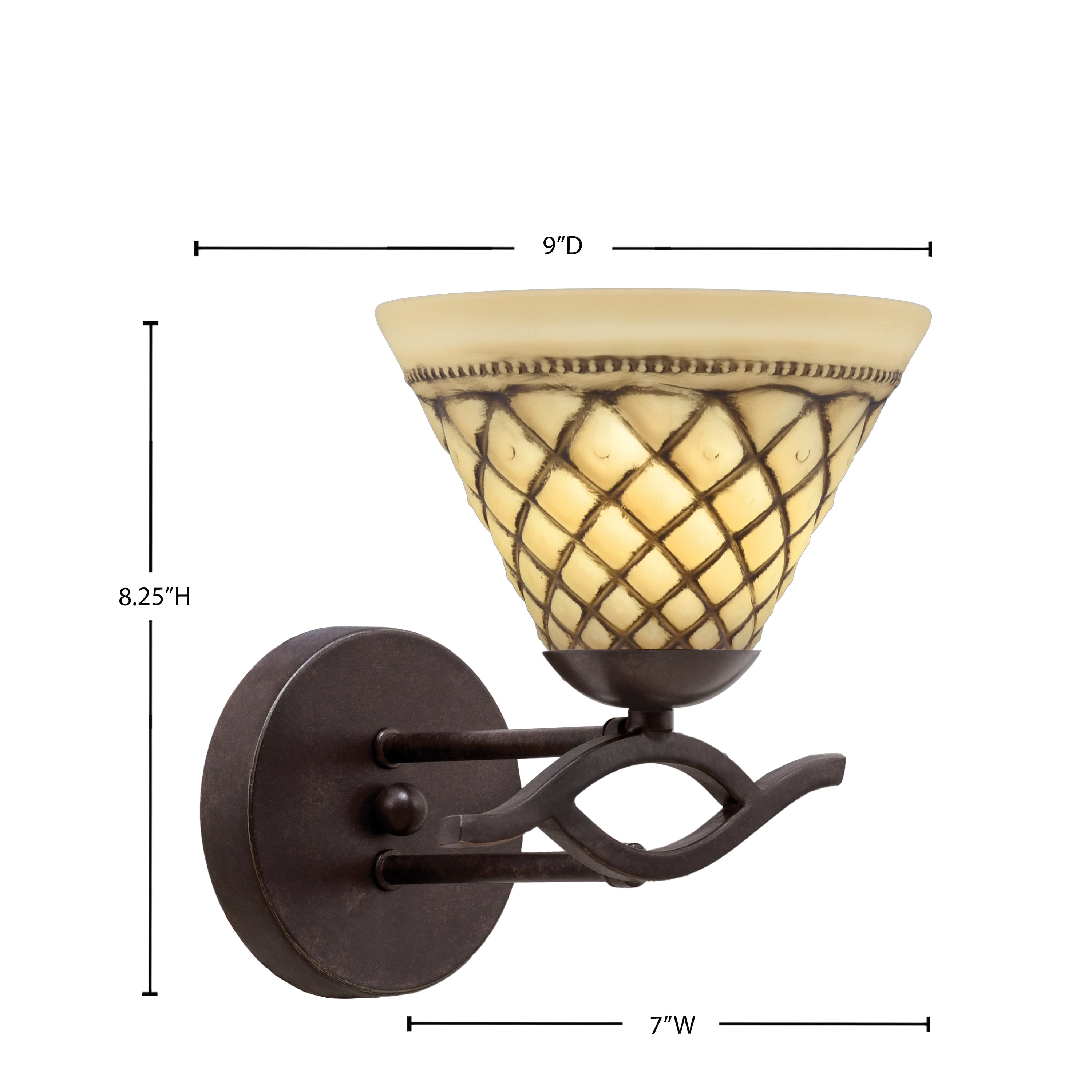 Revo One Light Wall Sconce in Dark Granite with 7'' Chocolate Icing Shade