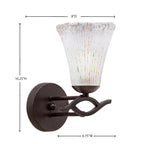 Revo One Light Wall Sconce in Dark Granite with 5.5" Fluted Frosted Crystal Shade