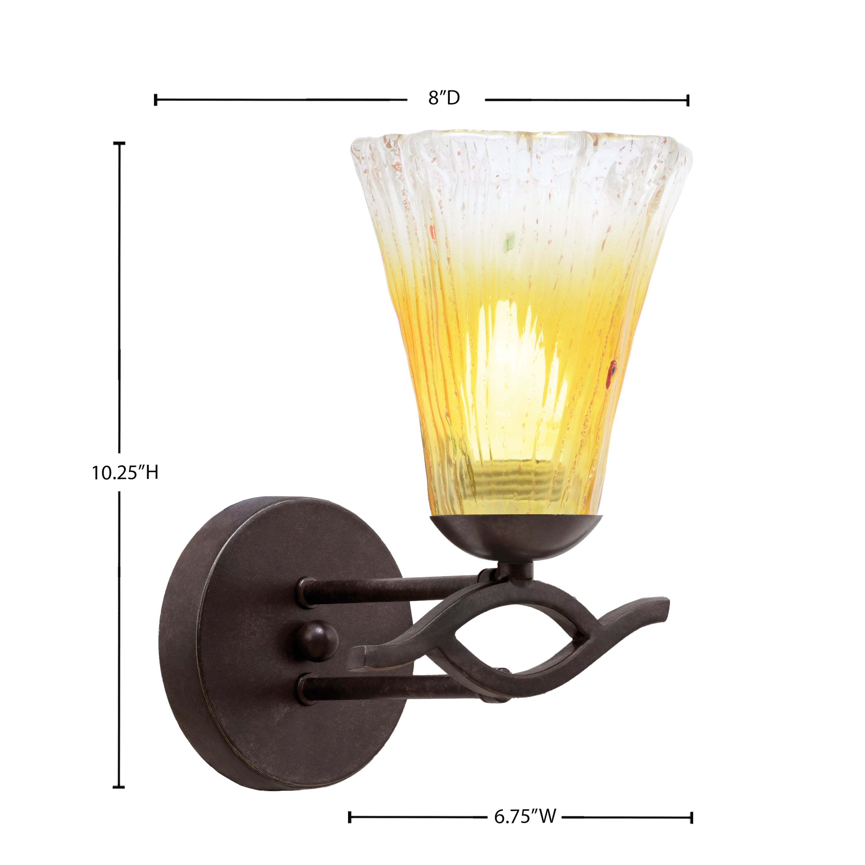 Revo One Light Wall Sconce in Dark Granite with 5.5" Fluted Gold Champagne Crystal Shade