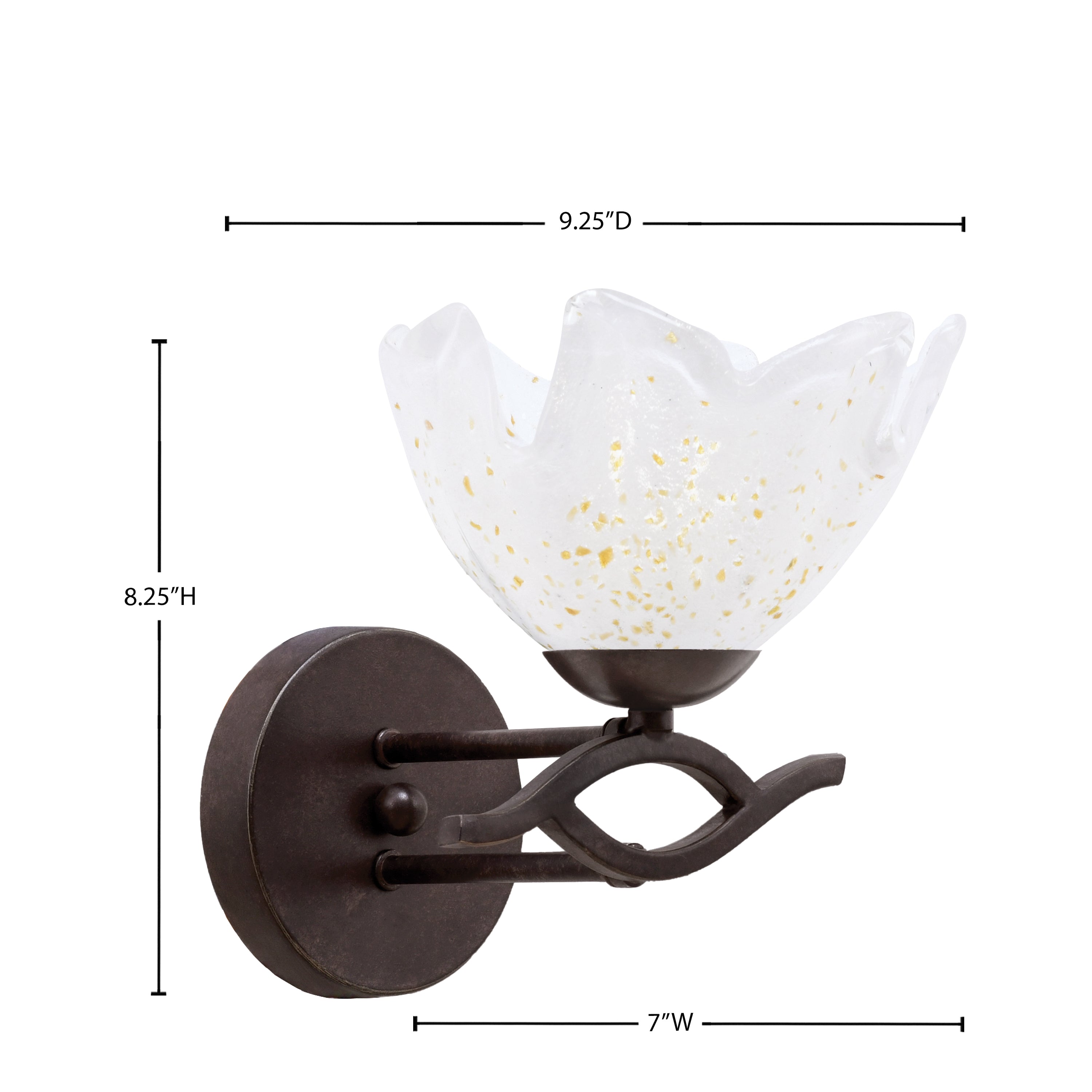 Revo One Light Wall Sconce in Dark Granite with 7" Gold Ice Shade