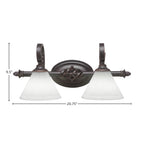 Eleganté Two Light Bath Bar in Dark Granite with 7" White Muslin Shade