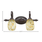 Eleganté Two Light Bath Bar in Dark Granite with 5" Ivory Glaze Seashell Shade
