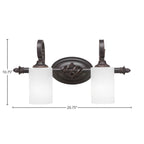 Eleganté Two Light Bath Bar in Dark Granite with 4" White Matrix Shade