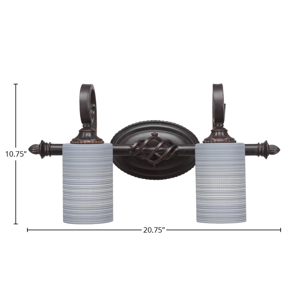 Eleganté Two Light Bath Bar in Dark Granite with 4" Gray Matrix Shade