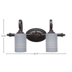 Eleganté Two Light Bath Bar in Dark Granite with 4" Gray Matrix Shade