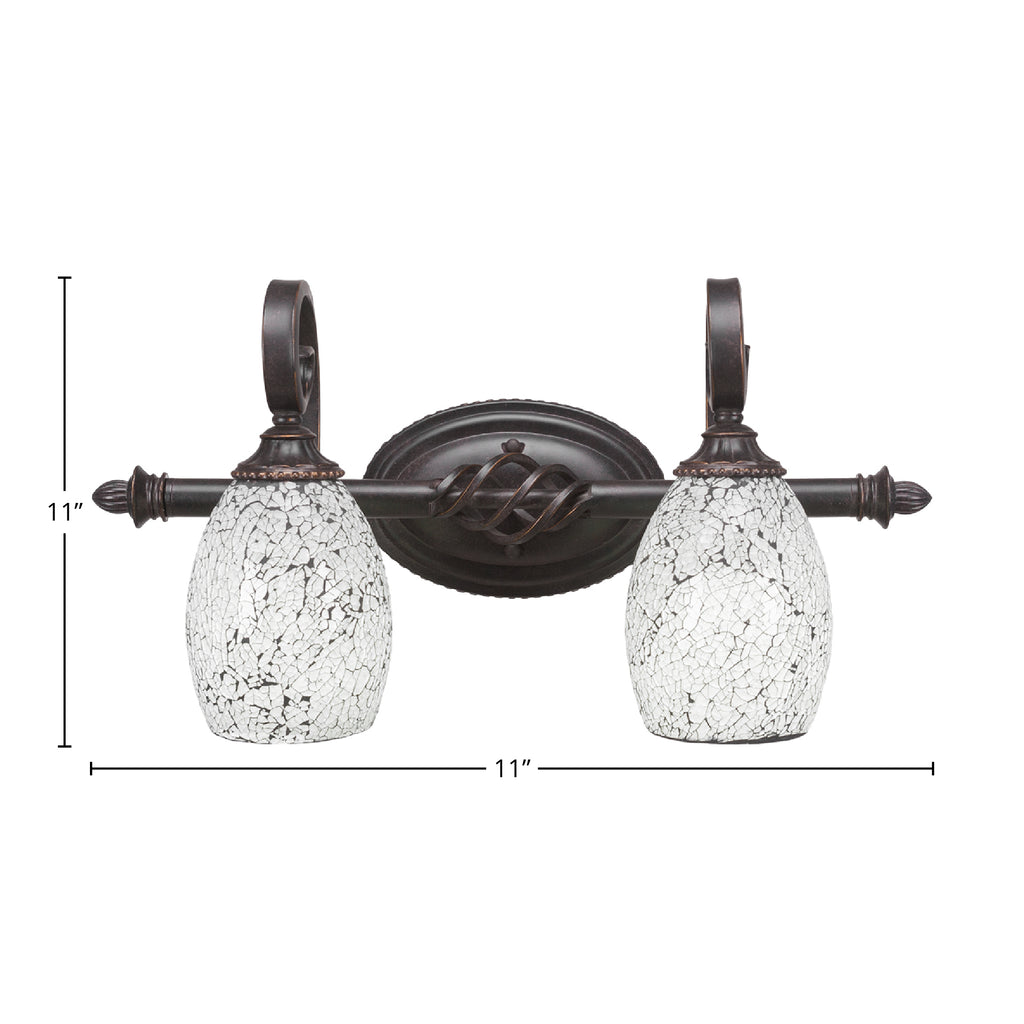 Eleganté Two Light Bath Bar in Dark Granite with 5" Black Fusion Shade