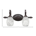 Eleganté Two Light Bath Bar in Dark Granite with 5" Black Fusion Shade
