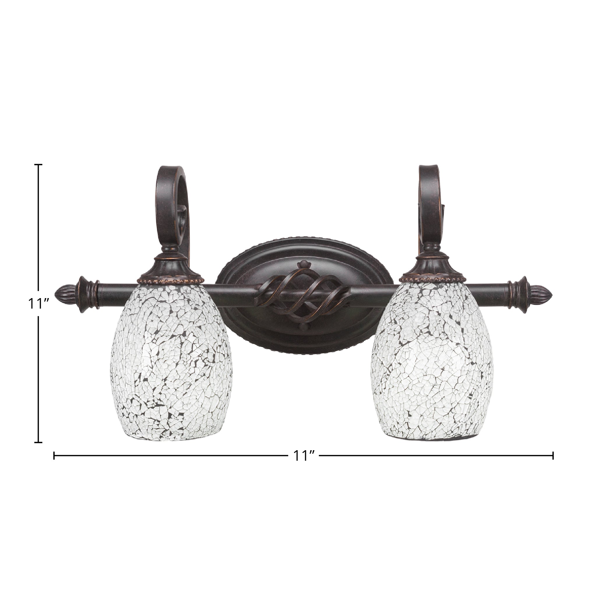 Eleganté Two Light Bath Bar in Dark Granite with 5" Black Fusion Shade