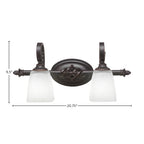 Eleganté Two Light Bath Bar in Dark Granite with 4.5" Square White Muslin Shade