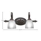 Eleganté Two Light Bath Bar in Dark Granite with 5" Clear Ribbed Shade