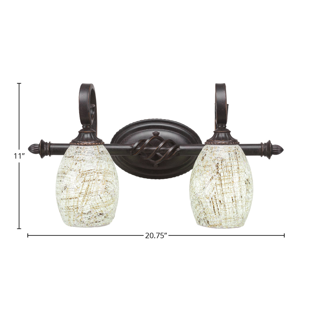 Eleganté Two Light Bath Bar in Dark Granite with 5" Natural Fusion Shade