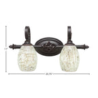Eleganté Two Light Bath Bar in Dark Granite with 5" Natural Fusion Shade