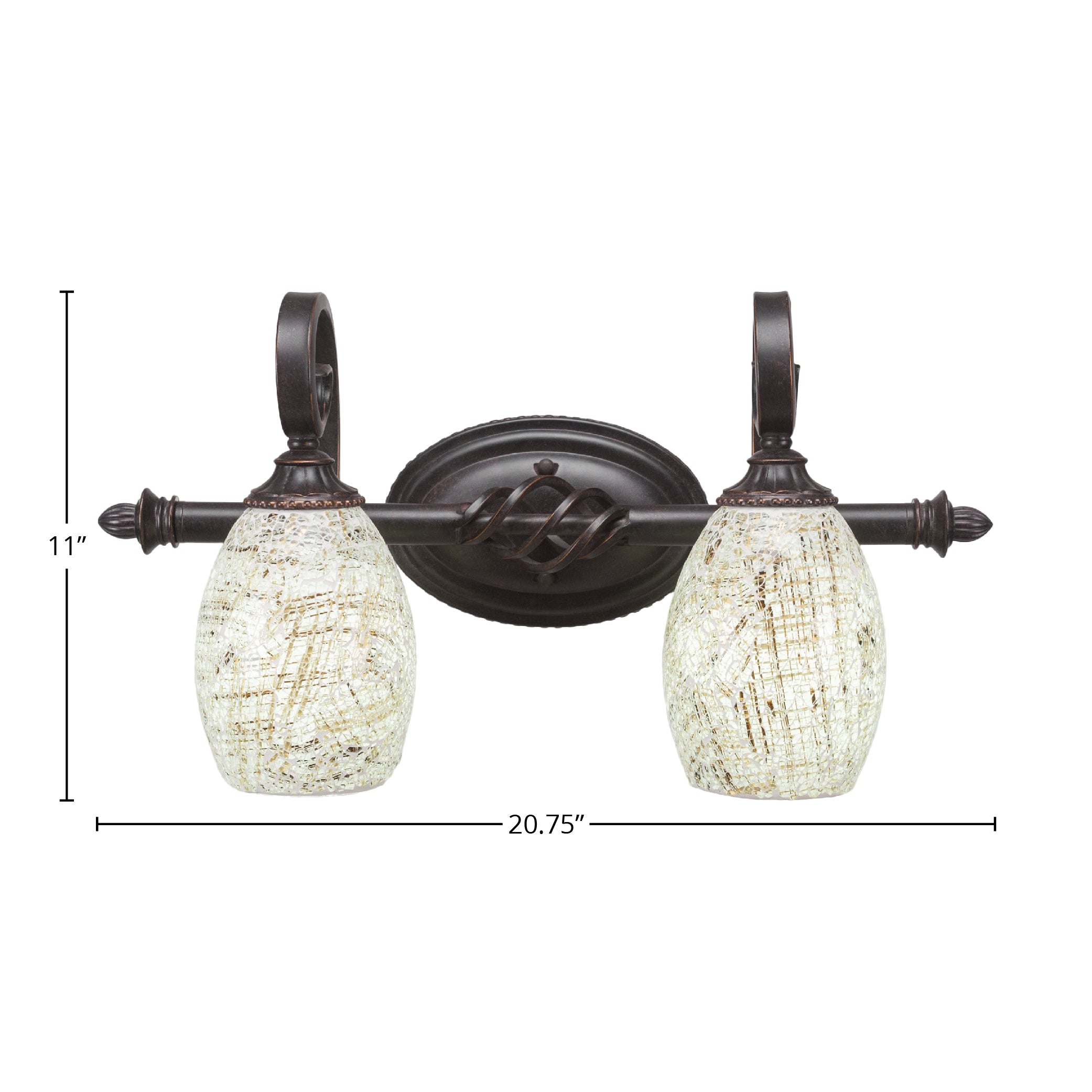 Eleganté Two Light Bath Bar in Dark Granite with 5" Natural Fusion Shade