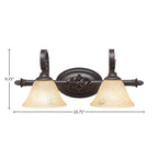 Eleganté Two Light Bath Bar in Dark Granite with 7" Italian Marble Shade