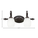 Eleganté Two Light Bath Bar in Dark Granite with 5" White Linen Shade