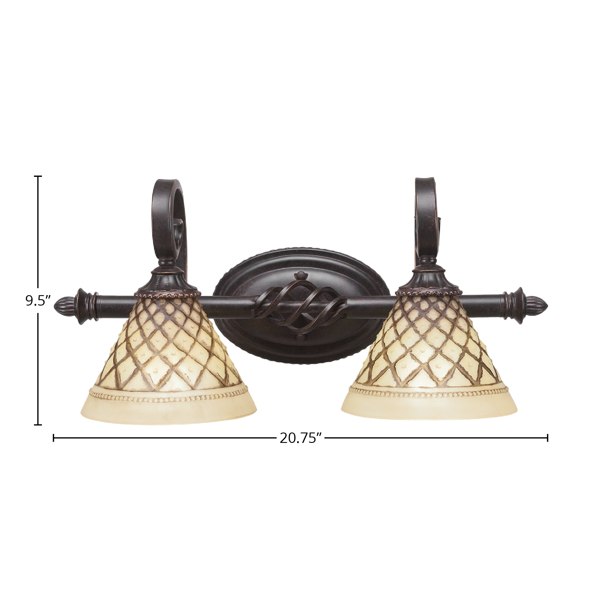 Eleganté Two Light Bath Bar in Dark Granite with 7'' Chocolate Icing Shade
