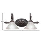 Eleganté Two Light Bath Bar in Dark Granite with 7" Frosted Crystal Shade