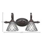Eleganté Two Light Bath Bar in Dark Granite with 7" Diamond Ice Art Glass Shade