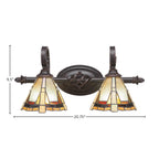 Eleganté Two Light Bath Bar in Dark Granite with 7" Zion Art Glass Shade