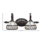 Eleganté Two Light Bath Bar in Dark Granite with 7" Royal Merlot Art Glass Shade