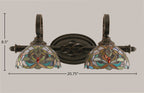 Eleganté Two Light Bath Bar in Dark Granite with 7'' Kaleidoscope Art Glass Shade
